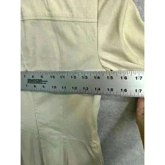 Talbots Button Front Shirt Cargo Utility Dress Back Zip 3/4 Sleeve Tan Size 2 - Picture 14 of 16